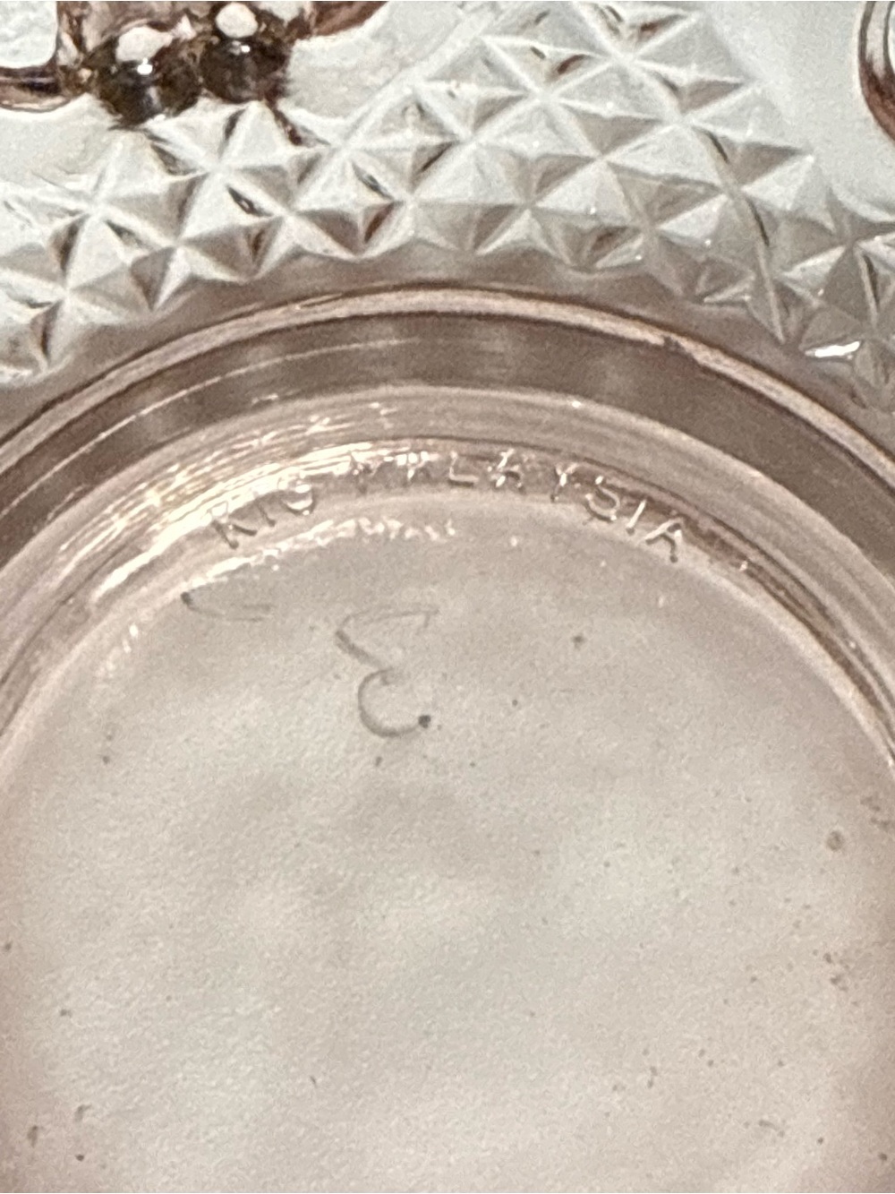 Vintage Depression Glass KIG Malaysia Candy Dish With Lid Pink hearts Floral - Picture 5 of 5